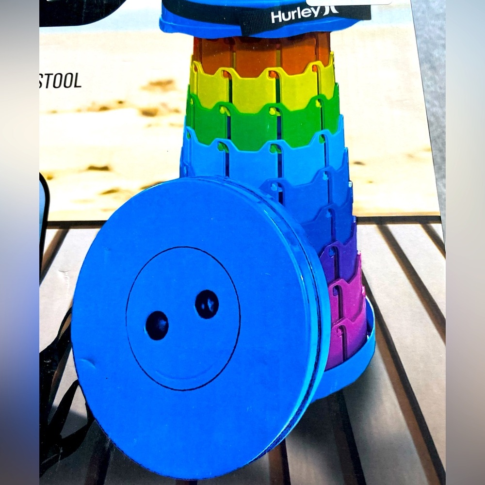 Hurley Outdoor Telescopic Pop-Up Collapsible Stool Expandable 2.4" - 18" Rainbow
